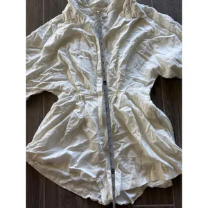 Mable Linen Blend Collared Button Up Short Romper White‎ Size L White Size L thumbnail 4