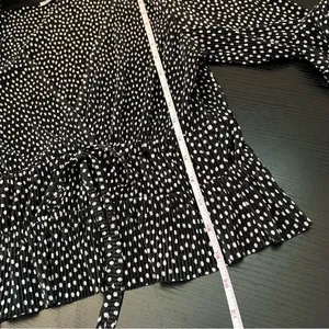 Zara Pleated Surplice V Neck Faux Wrap Blouse Top Polka Dots Long Sleeves Medium thumbnail 12