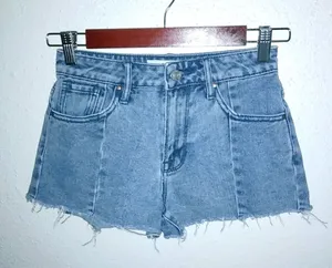 PacSun High Rise 24 Square Pocket Raw Hem Jeans Shorts thumbnail 1