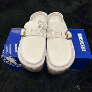 BIRKENSTOCK Buckley white leather mules clogs slip on shoes new thumbnail 2