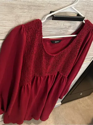 Dokotoo red smocked babydoll mini dress thumbnail 5