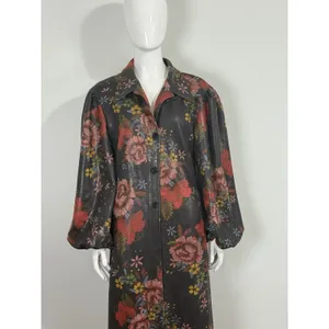 TOV Los Angeles Womens Floral Faux Leather Maxi Coat Dress Duster Jacket Size 38 thumbnail 5