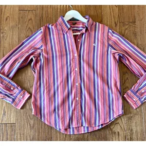 Lauren Ralph Lauren 100% cotton pink striped button down large thumbnail 8