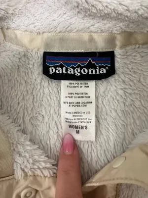 Patagonia Polartec Snap Closure Fleece Pullover Cream Quarter Snap-T Size Medium thumbnail 3