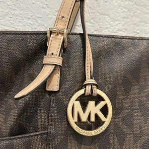 MICHAEL Michael Kors Brown Signature Coated‎ Leather Jet Set East West Tote thumbnail 2
