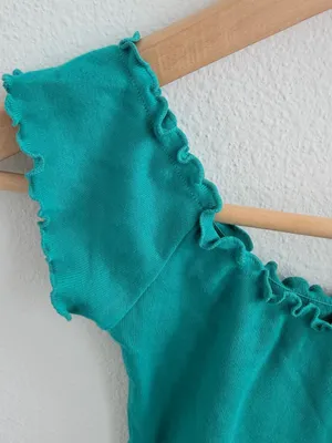 Kimchi Blue Turquoise Ruffle Trim Baby Tee Cottagecore Top thumbnail 2