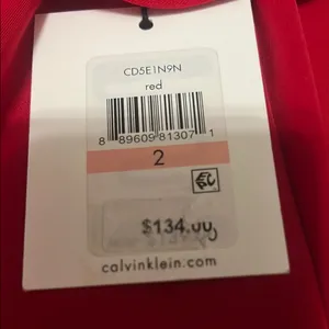 Calvin Klein Red Ruffled Midi Dress thumbnail 3