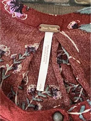 Free People Vintage Y2K Red Floral Swing Mini Dress size small 🌸 thumbnail 6