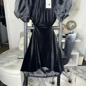 Bardot Marina Velvet Backless Mini Dress Black Womens 6 Medium Sheer Sleeves New thumbnail 6