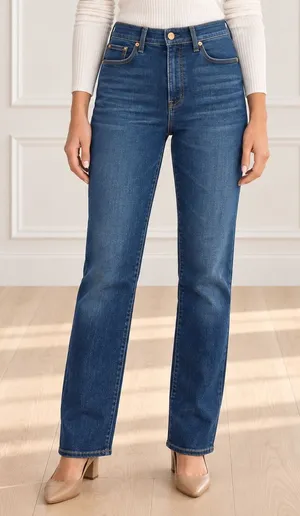 Spanx 5 Pocket High Rise Straight Jeans Size 29 Dark Wash Stretch Denim Blue thumbnail 1