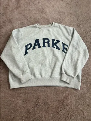 Parke Heather Grey Crewneck Sweatshirt Navy Logo L/XL thumbnail 3