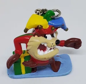 Tasmanian Devil Christmas Snowboard Keychain Brown thumbnail 1