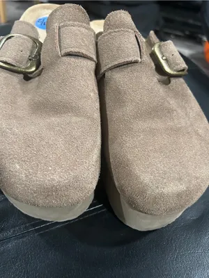 Cushionare Women's Suede Slip-On Mules with Buckle - Brown thumbnail 8