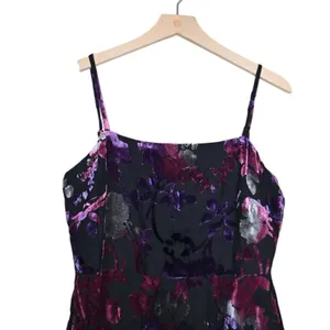 Taylor Womens 8 Black Floral Velvet Fully Lined Midi Dress NEW thumbnail 4