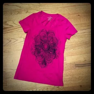 Faded Glory Womens Tee Size Small 4 6 Pink Indian Design‎ Burnout Fabric thumbnail 7