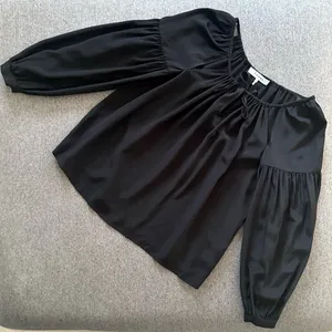 FRAME 100% Silk Black Balloon Sleeve Blouse Top Small thumbnail 1