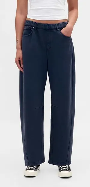 Gap Heavyweight French Terry Barrel Sweatpants in a black moss green wash thumbnail 1