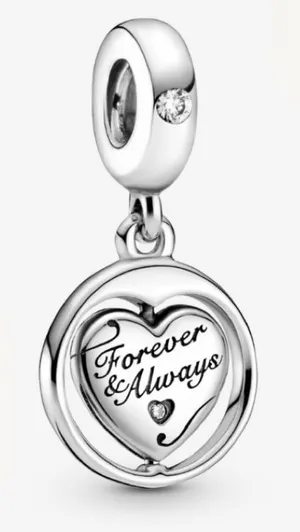 925 Sterling Silver PANDORA Spinning Forever & Always Soulmate Dangle Charm thumbnail 1