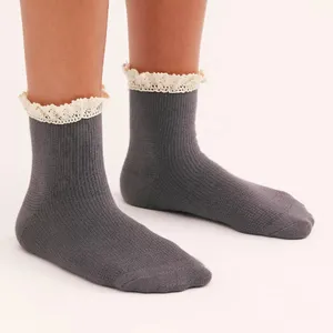 NWT Free People Beloved Waffle Knit Ankle Socks Gray Grey 1 Pair thumbnail 1