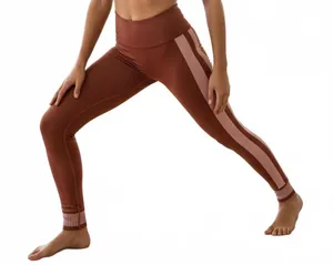 Fabletics Women's Small Leggings Rust with Pink Side Stripes thumbnail 1