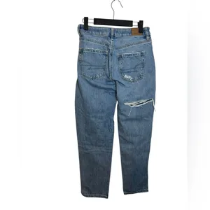 American Eagle Distressed Blue Patchwork Mom Straight Leg Jeans thumbnail 2