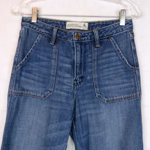 Abercrombie & Fitch Cropped Stovepipe Jean Women 4R X 24.5 Blue Wide Leg Raw Hem thumbnail 3