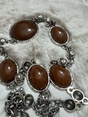Brown Agate-Style Silver Link belt- Women one size thumbnail 3