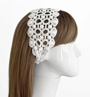 White Crochet Lace Headband thumbnail 1