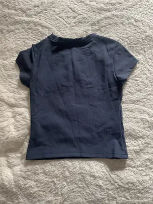 White Fox Boutique Take Me There Ribbed Baby Tee Navy thumbnail 5