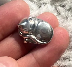 Milor Italy sleeping cat Sterling silver pendant thumbnail 1