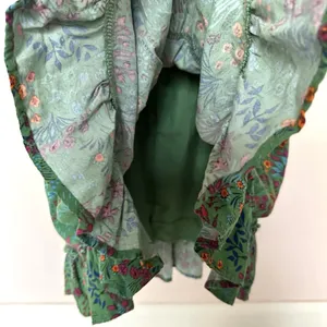 Sugarlips Dress Small Midi Cap Sleeve Smocked Waist Green Floral Fairy Cottage thumbnail 4