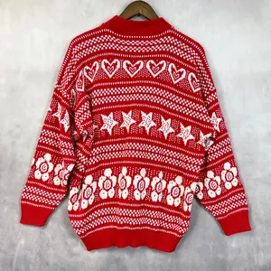 Vintage Fair Isle Sweater Womens M/L Hearts Stars Flowers Indie Nordic Cabin USA thumbnail 3