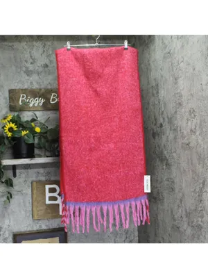 NWT Steve Madden Two-Tone Lofty Scarf Fuzzy Oversized SMA-5223 Bright Pink Multi thumbnail 2