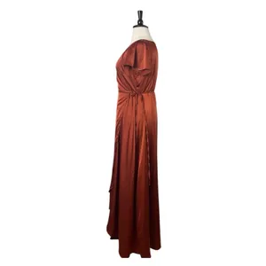 Baltic Born Maxi Wrap Dress Short Sleeve Burnt Orange Satin Women’s Size XXL thumbnail 4
