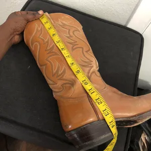 Nocona Cognac Brown Leather Almond Toe Western Riding Cowboy Vintage Dress Boots Men 8E Measurement in pics thumbnail 5