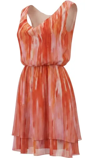 Alice + Olivia Silk Mini Dress Pink Orange XS Abstract Print Summer Wedding‎ thumbnail 1