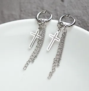 Stainless Steel Cross Dangle Drop Earrings for Men Women,Cross Earrings thumbnail 3