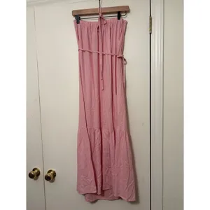 Petal + Pup Pink Linen Blend Halter Tie Waist Tiered Maxi Dress Small‎ NEW thumbnail 4