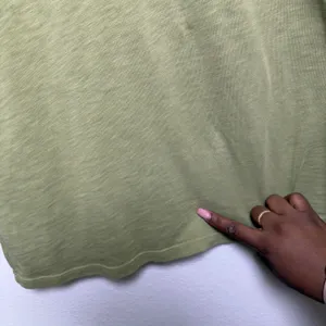 American Giant Women Cotton T-Shirt Large Green V-Neck Short‎ Sleeve thumbnail 4