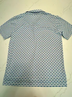 Turtleson Men's Blue Fish-Print Polo Shirt thumbnail 3