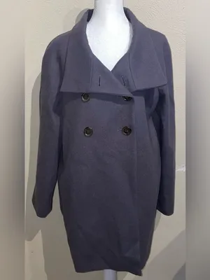 J.Crew Women’s Size 6 Purple Gray Wool Blend Double Breasted Peacoat Jacket Coat thumbnail 3