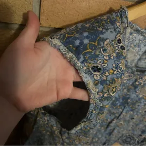 Free People Cropped Boxy Sleeveless Top Floral Boho Patterned Blue Size XS thumbnail 4