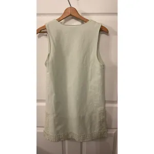 Boutique Mint Green Textured Cotton Shift Dress Crochet Hem Sleeveless Small thumbnail 7