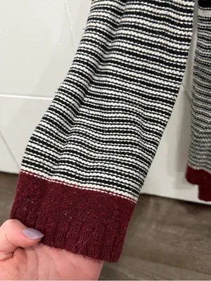 Anthropologie Field Flower Black and White Striped Turtleneck Sweater thumbnail 3