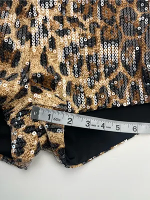 Edikted Sequin Leopard Print Micro Shorts Brown Black Womens Small Stretch NEW thumbnail 11