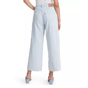 Levis Womens Size 30 White/cream High Waisted‎ Wide Leg Crop Utility Cargo Jeans thumbnail 9