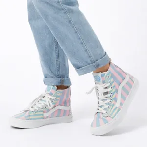 Vans Sk8-Hi Top Pastel Striped 721356 Patchwork M7.5 W9 Skate Shoe Sneaker thumbnail 1