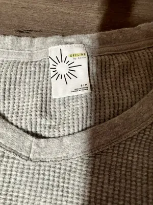 Aerie Top Offline Grey Waffle LongSleeve Small thumbnail 3
