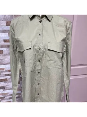 NWT MASSIMO DUTTI - 100% cotton Utility shirt M Academia Minimalist Quiet Luxury thumbnail 3