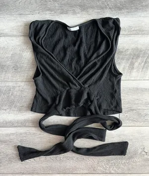 ZARA Wrap Around Black Top thumbnail 1